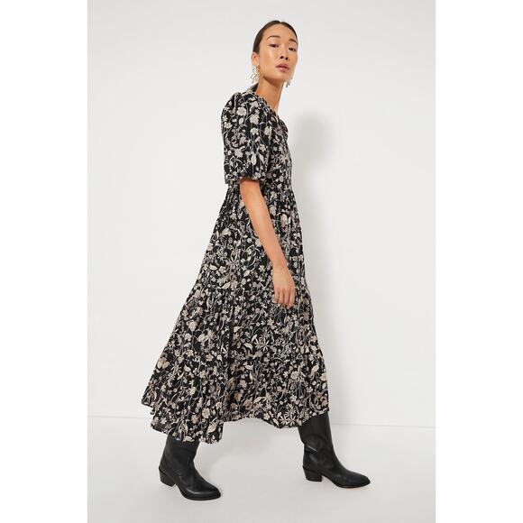 HYACINTH HOUSE Black & Tan Floral Cisco Maxi Dress Size M NWT - Picture 5 of 8